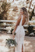 Long Mermaid Sleeveless V-neck Backless Lace Wedding Dresses Online,WD740