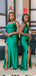 Mismatched Green Mermaid High Slit Long Sleeveless Bridesmaid Dresses Gown Online,WG1068