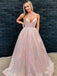 Shimmer Sequin Lace Spaghetti Straps A-line Prom Dresses, OL153