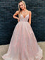Shimmer Sequin Lace Spaghetti Straps A-line Prom Dresses, OL153
