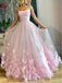 Pink Tulle Spaghetti Straps Long Prom Dresses, OL262
