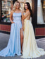 Elegant A-line Lace up Side Split with Pockets Prom Dresses, OL281