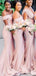 Sexy Mermaid Peach Off the Shoulder Cheap Bridesmaid Dresses Gowns Online,WG967