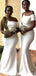 Unique Mermaid Satin One Shoulder White Long Bridesmaid Dresses Online, WG820