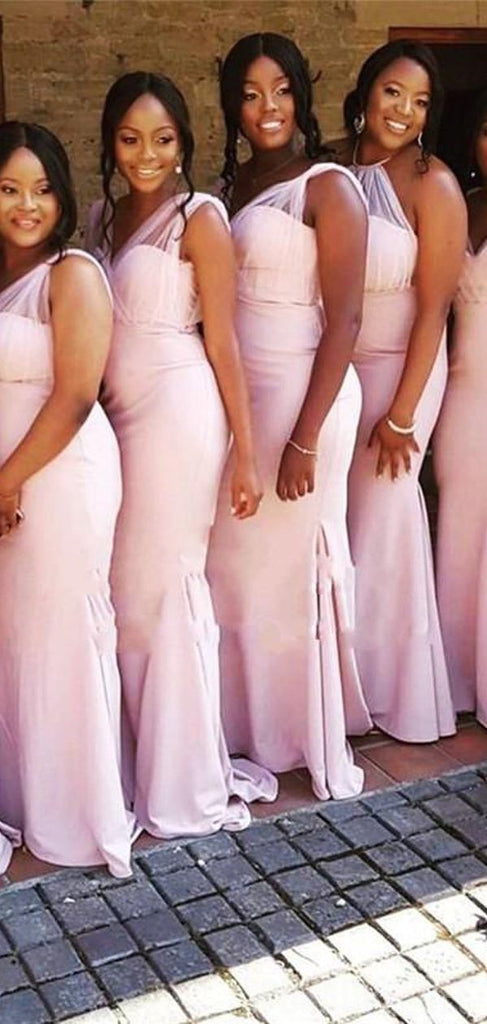 Sheath V Neck Sleeveless Cheap Pink Long Bridesmaid Dresses Online, WG862