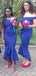 Mermaid Off The Shoulder Royal Blue Short Bridesmaid Dresses Online, WG872