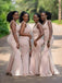 Unique Sheath V Neck  Sleeveless Side Slit Long Bridesmaid Dresses Online, WG928