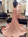 Mermaid Sexy Blush Pink Evening Prom Dresses, Long Backless Party Prom Dresses, 17121