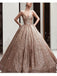 Gold Sequin Ball Gown Sparkly Long Evening Prom Dresses, Evening Party Prom Dresses, 18619
