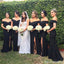 Black Mermaid Off Shoulder Sweetheart Long Affordable Bridesmaid Dresses Online, WG1036