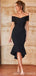 Black Mermaid Off Shoulder V-neck Short Bridesmaid Dresses Online, WG1035