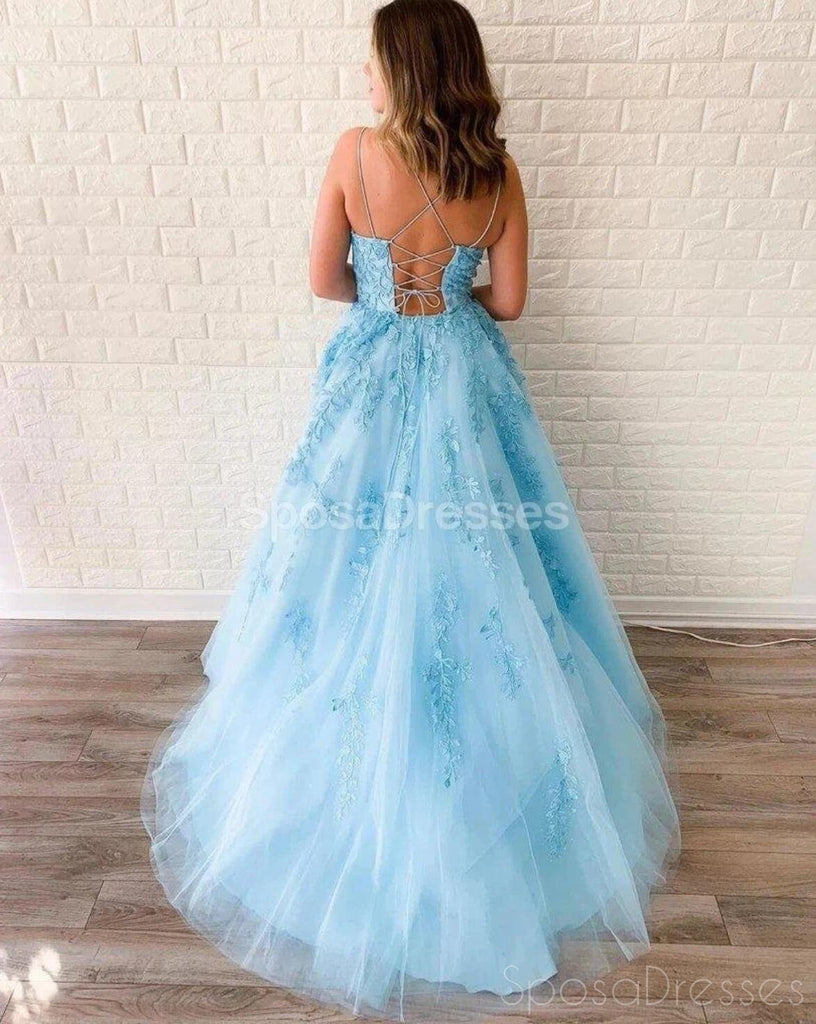 Cheap A-line Lace Beaded Spagheitt Straps Evening Prom Dresses, Evening Party Prom Dresses, 12188
