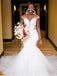 Cap Sleeves Lace Mermaid Cheap Wedding Dresses, Cheap Wedding Gown, WD701