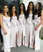 Scoop Side Slit Mermaid Cheap Long Simple Bridesmaid Dresses Online,WG723