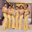 Mismatched Gold Mermaid Cheap Long Cheap Bridesmaid Dresses Online, WG935