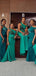 Sexy Mermaid Green One Shoulder Lace Applique Bridesmaid Dresses Gown, WG1050