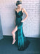 Green Mermaid Side Slit Sleeveless Prom Dresses, Sweet 16 Prom Dresses, 12479
