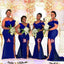 Mismatched Royal Blue Mermaid High Slit Long Bridesmaid Dresses Gown Online,WG1117