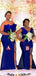 Mismatched Royal Blue Mermaid High Slit Long Bridesmaid Dresses Gown Online,WG1117