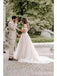Long A-line Off Shoulder V-neck Sleeveless Lace Wedding Dresses,WD760