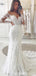 Long Sleeves Off Shoulder V-neck Long Mermaid Lace Wedding Dresses,WD769