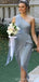 One Shoulder Light Blue Sleeveless Short Bridesmaid Dresses Gown Online, WG1039