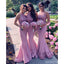 Pink Halter Mermaid Lace Applique Long Sleeveless Bridesmaid Dresses Online, WG1037