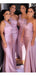 Elegant Mermaid Pink One Shoulder Sleeveless Long Bridesmaid Dresses Gown Online, WG1003