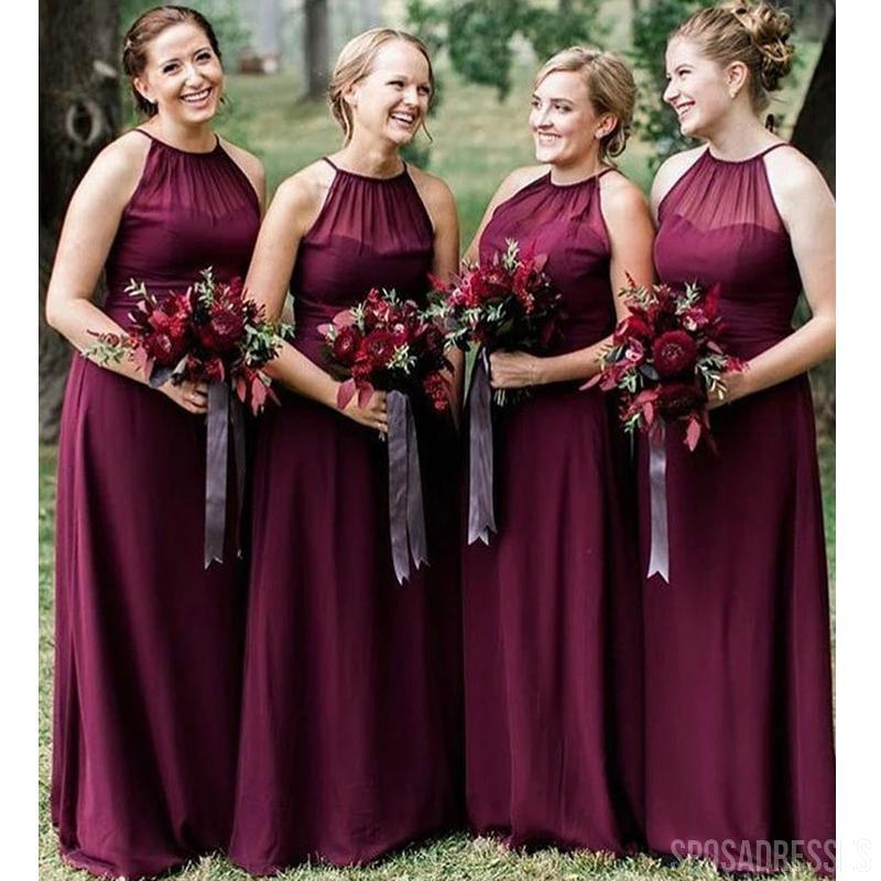 Halter Chiffon Long Bridesmaid Dresses Online, Cheap Bridesmaids Dresses, WG743