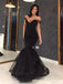 Black Mermaid Off Shoulder V-neck Party Prom Dresses, Cheap Prom Dresses 2021,12537