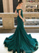 Green Mermaid Off Shoulder V-neck Party Prom Dresses, Cheap Prom Dresses 2022,12538
