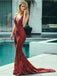 Sexy Backless V neck Mermaid Sequin Cheap Long Evening Prom Dresses, Cheap Sweet 16 Dresses, 18389