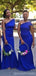 Sexy Mermaid One Shoulder Royal Blue Long Bridesmaid Dresses Gown Online,WG1141