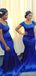 Royal Blue Simple Mermaid Short Sleeves Long Bridesmaid Dresses Gown Online,WG1138