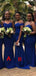 Royal Blue Simple Mermaid Spaghetti Straps Bridesmaid Dresses Gown Online,WG1134