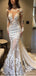 See Through Mermaid Long Sleeves Illusion Lace Wedding Dresses,WD773