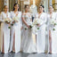Elegant Sheath Side Slit Long Sleeves Long Bridesmaid Dresses Online, WG867