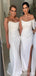 Simple White One Shoulder High Slit Sweetheart Mermaid Bridesmaid Dresses Online,WG1079