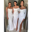 Simple White One Shoulder High Slit Sweetheart Mermaid Bridesmaid Dresses Online,WG1079
