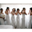 Simple White Sheath Square Side Slit Long Bridesmaid Dresses Gown Online, WG1007