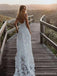 Spaghetti Straps Long Mermaid Backless Lace Wedding Dresses,WD742