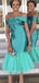 Sexy Mermaid Turquoise Off the Shoulder Short bridesmaid dressing gowns, WG956