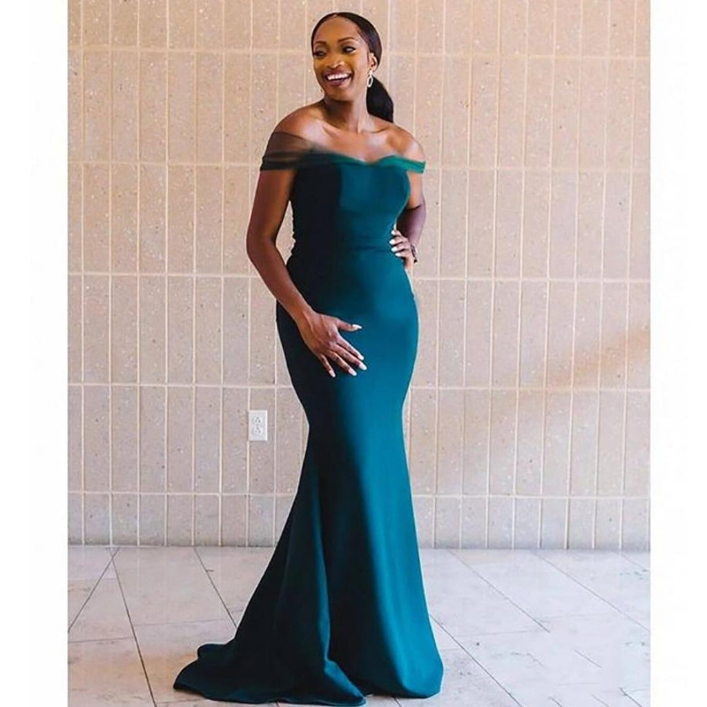 Sexy Mermaid Teal Off The Shoulder Sweetheart Long Bridesmaid Dresses Gown,WG1055