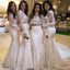 Two Piece Lace Applique Long Sleeves Bridesmaid Dresses Online, WG805