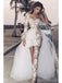 Unique See Through Short One Shoulder Long Sleeve Wedding Dresses,WD734
